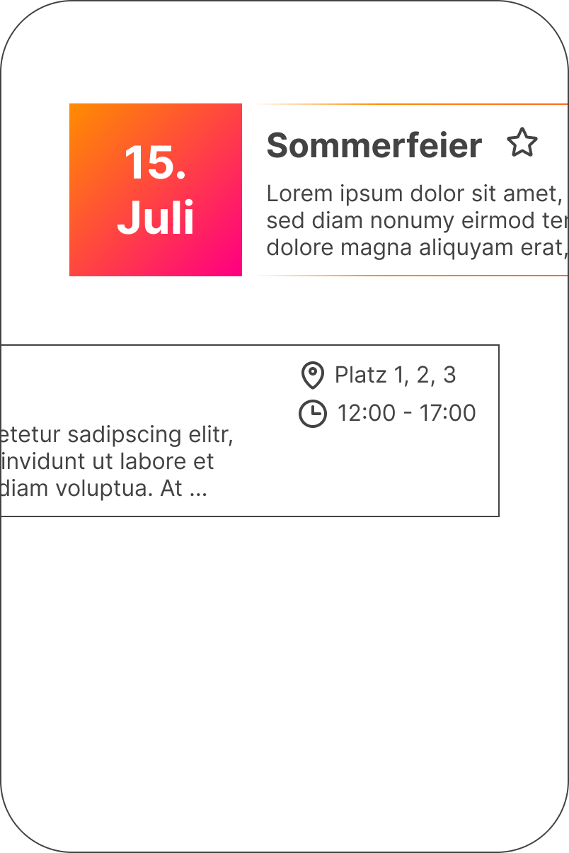 card with an example of an event