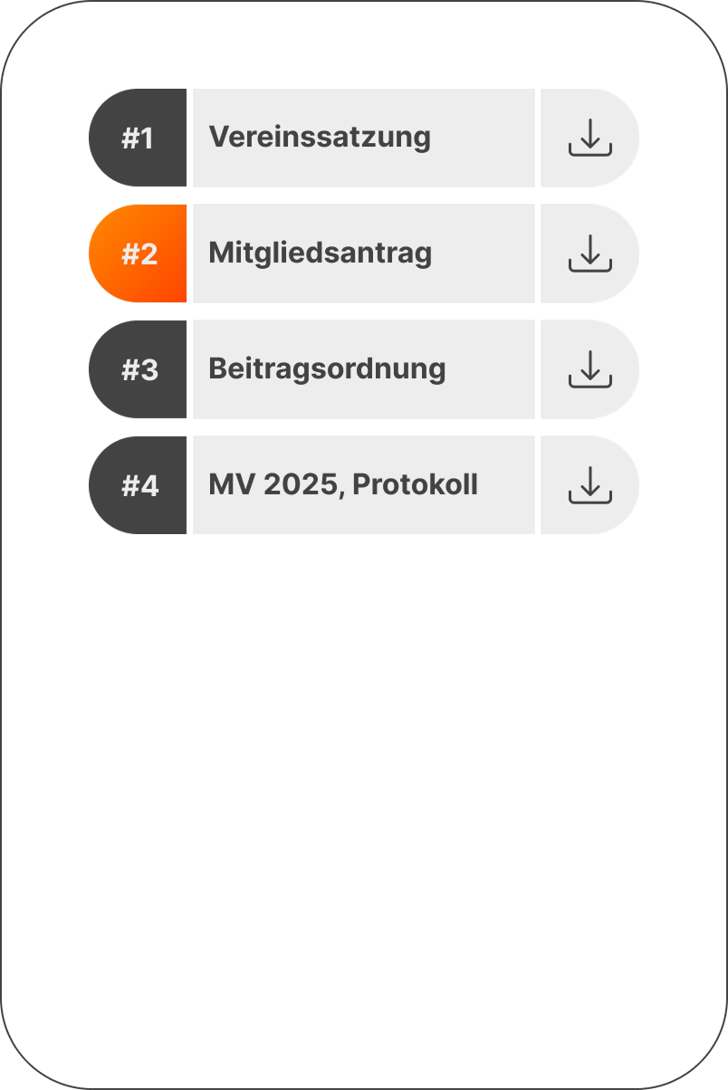 card with an example of the document list