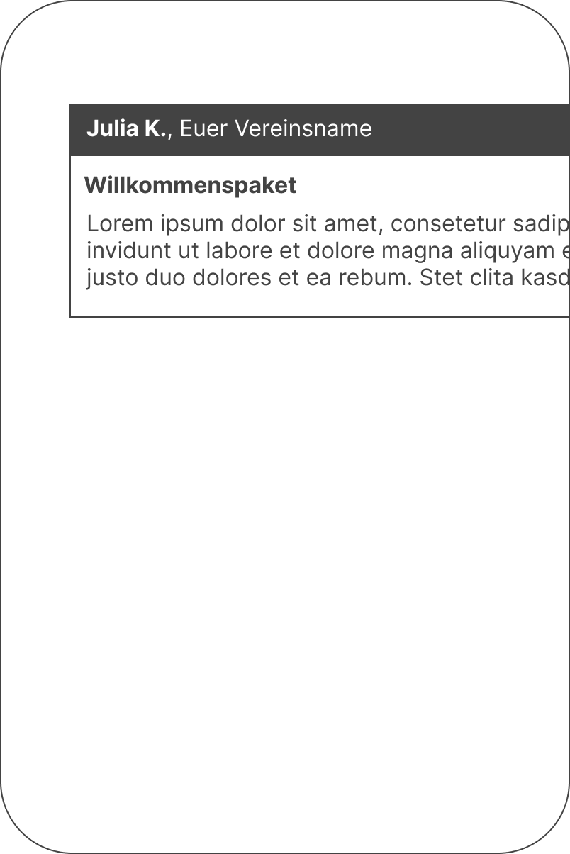 card with an example of a message